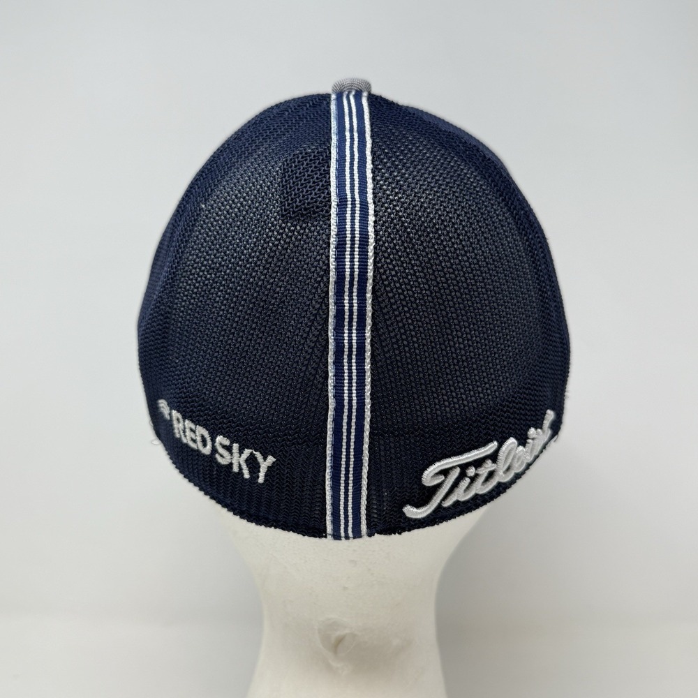 Titleist Small Offset Logo Red Sky Golf Tour Hat Mesh Flex Fitted Cap M/L Blue - Picture 5 of 13